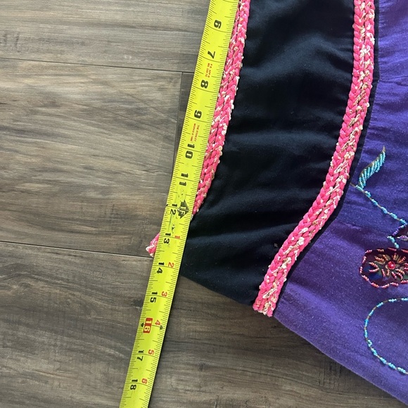 Floral Embroidered Purple Sequin Skirt - Picture 3 of 4